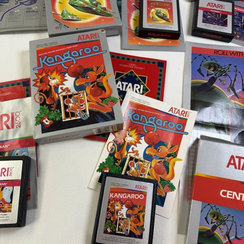 Atari 2600 Games Lot 7 - Ms. Pac-man Dig Dug Centipede Phoenix Galaxian Kangaroo